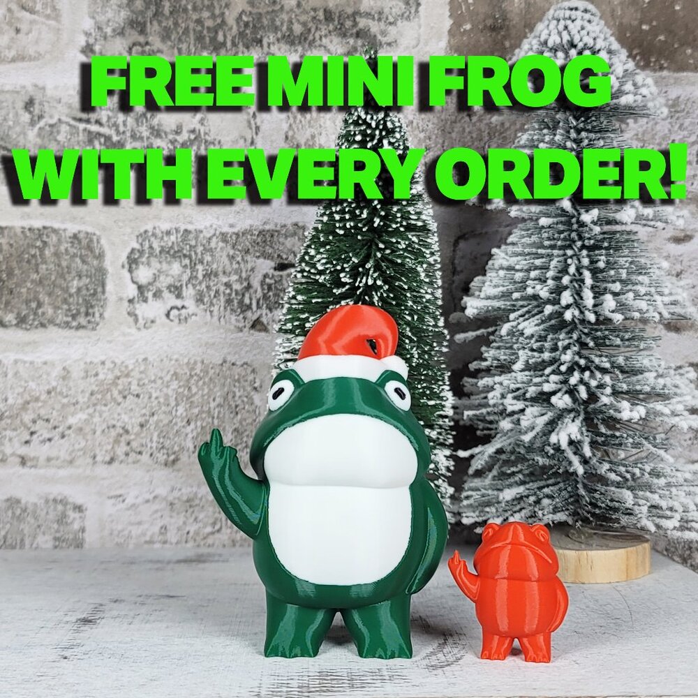 Cheeky Santa Middle Finger Frog | Stocking Stuffer | Christmas | 3D Printed